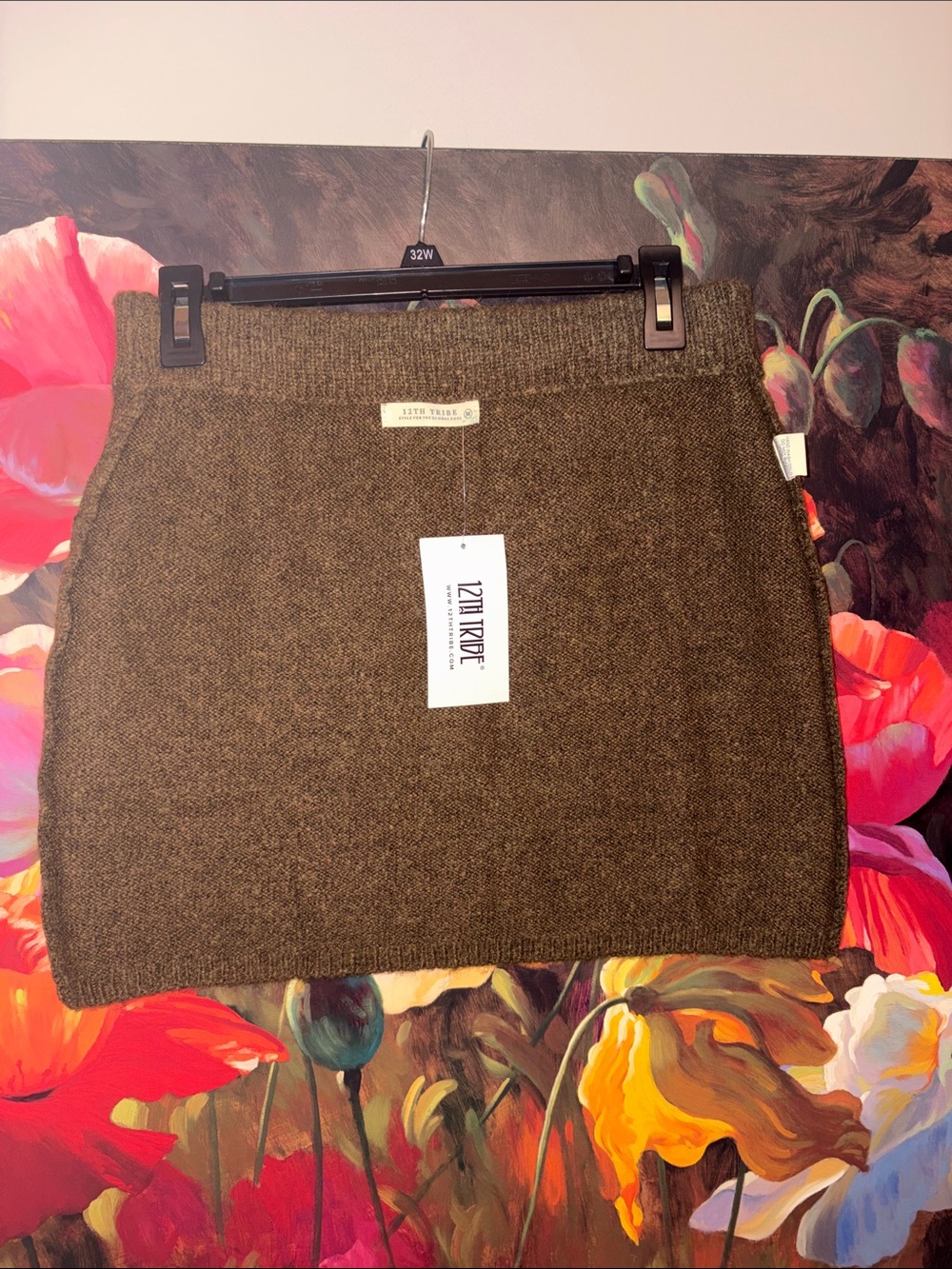 12th Tribe Brown Knit Mini Skirt